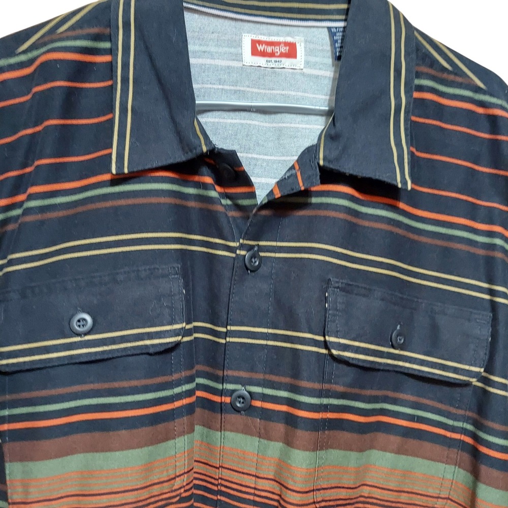 Wrangler‎ Utility Overshirt Mens XL Regular Fit Long Sleeve Striped Side Pockets - Picture 3 of 11